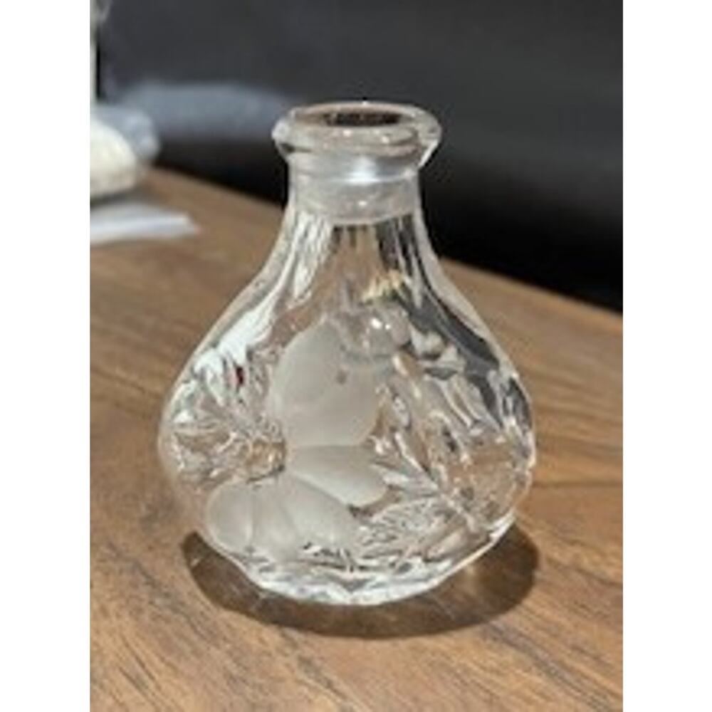 Vintage Princess House-Floral Etched Perfume Bottle-Cut Leaded Crystal-SET OF 2